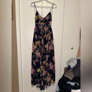 Miss Avenue Midi Floral Backless Sheer Sleeveless Maxi Dress